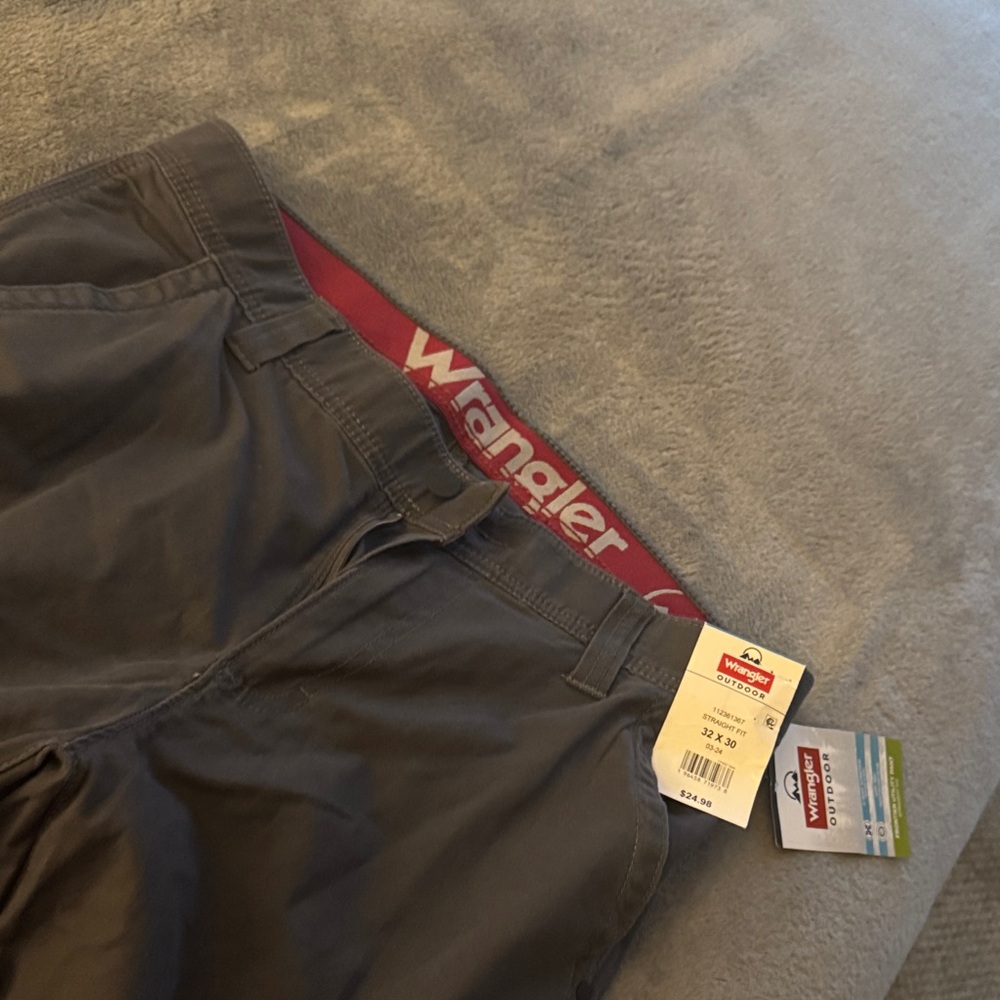 Wrangler Charcoal Pants with Red Waistband interior